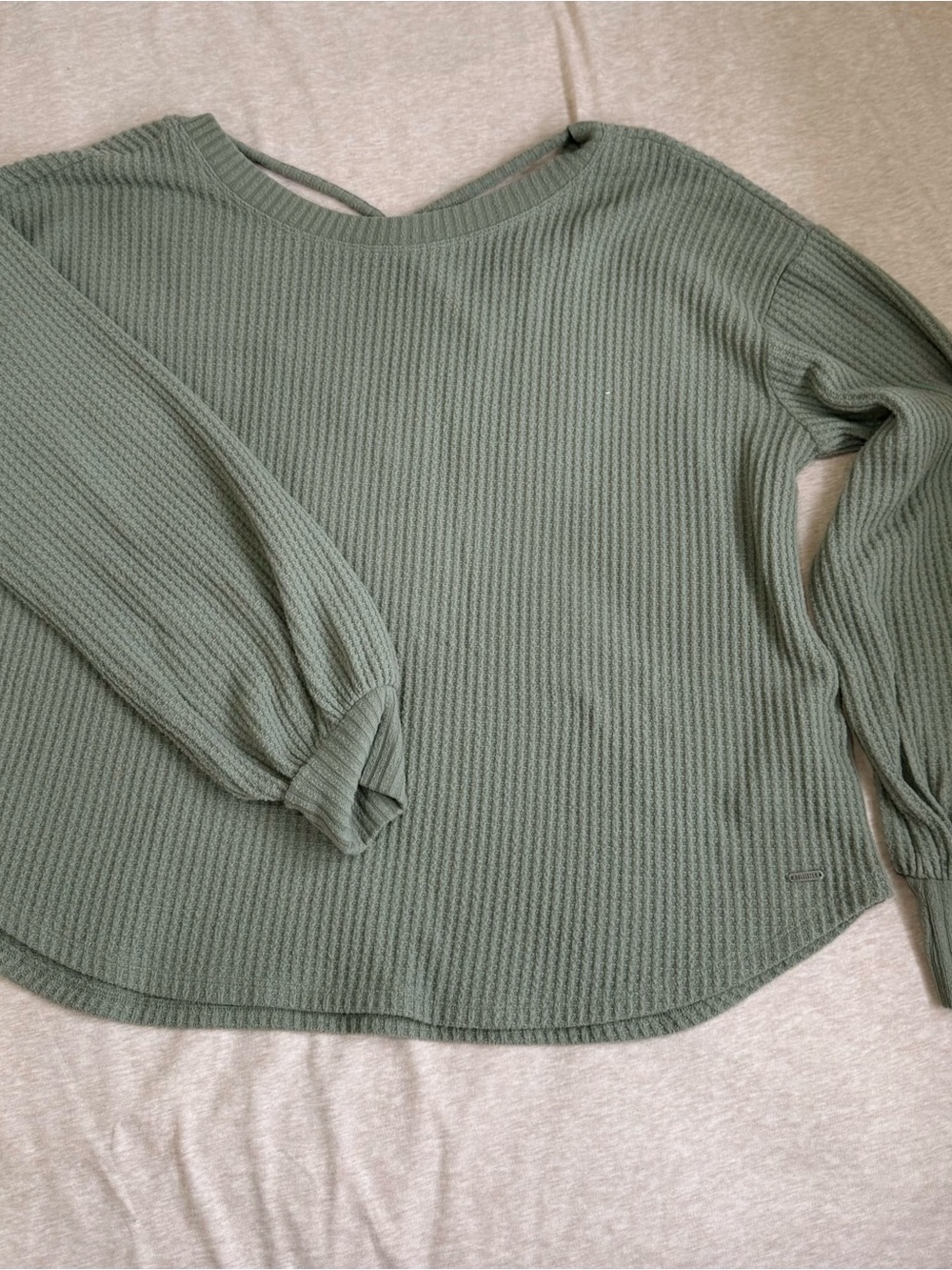 Hollister Sage Green Ribbed Long Sleeve Top